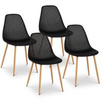 Lot de 4 Chaises Scandinaves Cuisine Salle à Manger Plastique / Acier Noir 150kg