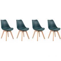 Happy Garden - Lot de 4 chaises scandinaves nora bleues avec coussin