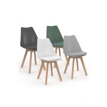 Idmarket - Lot de 4 chaises scandinaves sara mix color gris clair, blanc, gris foncé, vert