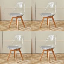 Wokaka - Lot de 4 chaises transparentes, chaises de salle à manger coussin en pu design scandinave(girs)