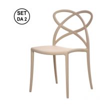 Fashion Commerce - Lot de 2 chaises tressées en polypropylène taupe
