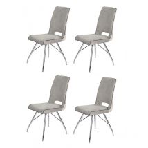Meubletmoi - Lot de 4 chaises velours gris clair - bella