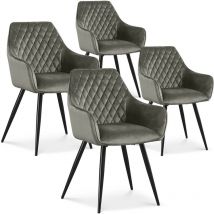 Intensedeco - Lot de 4 chaises Victoria en velours gris pieds noir