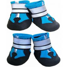 Lot de 4 chaussures pour chien, imperméables, antidérapantes, protection des pattes avec bandes réfléchissantes
