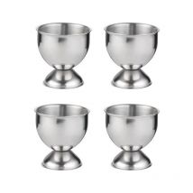 Lot de 4 coquetiers en acier inoxydable pour œufs à la coque, Argent ,