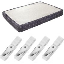 Lot de 4 courts blancs) Sangles de support de drap de lit - Clips de drap-housse réglables Bretelles de fixation de drap de lit Support de pince
