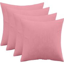 Privatefloor - Lot de 4 coussins en velours - housse et garnissage - Mesmal Rose pâle