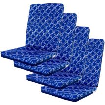 Deco Arts - Lot de 4 Coussins pour chaises 95 x 40 cm motif Nautique Bleu