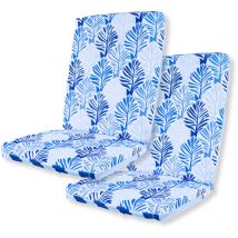 Deco Arts - Lot de 2 Coussins pour chaises 95 x 40 cm motif feuillage Bleu