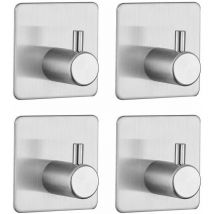 Lot de 4 crochets adhésifs porte serviette 3M Salle de bain Cuisine, Crochet mural en acier inoxydable - 45X45X29mm