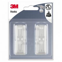 3M - Lot de 4 crochets adhésif blanc