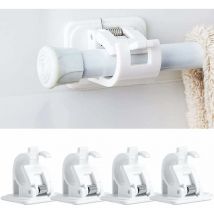 Lot de 4 crochets auto-adhésifs pour tringle à rideaux sans perçage, tringle à rideau à coller, porte-tringle à rideaux, sans perçage, rideaux ou