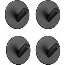 Ensoleille - Lot de 4 crochets collants noirs résistants, en acier inoxydable pour peignoir, grands crochets pour porte-serviettes, cuisine, salle de