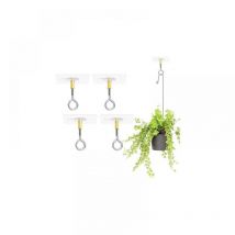 Cyslmuk - Lot de 4 crochets de plafond autocollants, sans perçage, pour suspendre des plantes, avec crochets de plafond en acier inoxydable, crochets