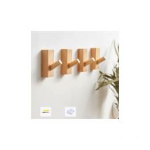 Lot de 4 crochets muraux en bois porte-chapeau, crochets en bois fixés au mur, crochets décoratifs cintre de chapeau organisateur