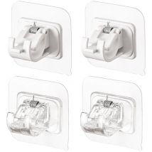Lot de 4 crochets pour tringle télescopique, crochets muraux auto-adhésifs, clips de fixation pour rideau de douche, pince pour tringle télescopique
