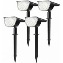 Lot de 4 de 30 led Spot solaire d'extérieur, lumière solaire étanche à intensité variable avec panneau solaire à 180° pour jardin,