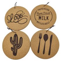 Lot de 4 dessous de verre en liège isolé pour tasse de thé ou de café