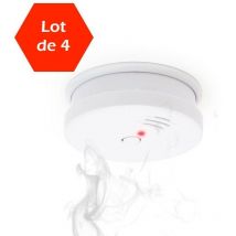Le Poisson Qui Jardine - Lot de 4 Détecteurs de fumée + Pile 9V. Alarme Incendie Certifiée Normes Européennes - Blanc
