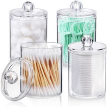 Lot de 4 distributeurs de cotons-tiges pour cotons-tiges, cotons-tiges, cotons ronds et fil dentaire
