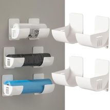 Ensoleille - Lot de 4 distributeurs de sacs poubelles sans perçage, support mural pour sacs en plastique, support pour sacs d'épicerie, support pour