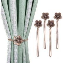 Lot de 4 embrasses de rideaux magnétiques, porte-boucle décorative pour rideaux de fenêtre à fleurs vintage - Café