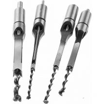 Tophomer - Lot de 4 Ensembles de forets à trou carré, Forets à bois trou carré Foret Trou Carré De Perçage Mortaiser Burin-Outils de travail du bois