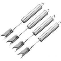 Lot de 4 éplucheurs d'ananas en forme de v en acier inoxydable pour enlever les yeux d'ananas, coupe-fruits, fourchette incurvée avec poignée en