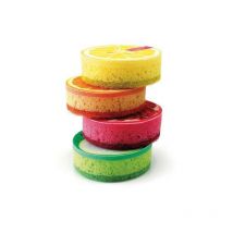 Lot de 4 éponges multi-usages parfumées citron et pomme - jaune - Astuceo