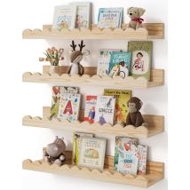 4er Pack Wandregale Für Kinderbücher – Geschwungene Schwebende Holzregale Für Babyzimmer Und Kinderzimmer