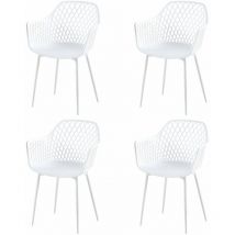 Lot de 4 Fauteuil Chaises Blanc Plastique Scandinave Chaise de Salle à manger