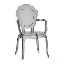 Lot de 4 fauteuil Fashion Commerce en polypropylène transparent fumé empilables avec accoudoirs