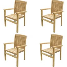 Teck'line - Lot de 4 fauteuils empilables audia en Teck Premium