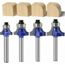 Lot de 4 fraises à défoncer rondes avec tige de 6 mm