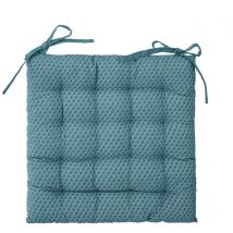 Lot de 4 Galettes de chaise bleu canard à motifs - 38 x 38 cm Pegane