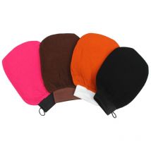 Lot de 4 gants de bain exfoliants pour le bain, gants de toilette, gants de toilette, sans irritation, pour le bain, le sauna (noir + orange + café +