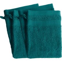 Lot de 4 Gants de Toilette - 100% Coton - 450 gr/m2 - Bleu canard