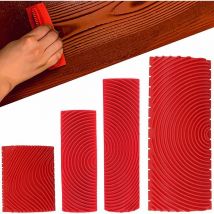 Lot de 4 Grain Bois Caoutchouc Imitation Grain Bois Outil Bois Grainage Caoutchouc Imitation Bois Grain Peinture Outils De Texture Pour Mur De