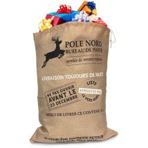 Hotte du Père Noël effet toile de jute, Lot de 4