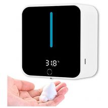 Distributeur de savon mural automatique en mousse 400 ml, affichage led de la température, machine à laver les mains électrique sans contact pour