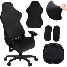 Lot de 4 housses chaise gaming avec accoudoirs/dossier la chaise bureau, housse pour d'ordinateur, course, jeu, non, Noir