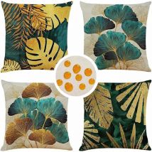 Lot de 4 housses de coussin carrées 40 x 40 cm, housses de coussin d'extérieur, housses de coussin décoratives en lin, coussins décoratifs pour
