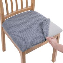 Lot de 4 housses de siège de chaise de salle à manger, housses de chaise de salle à manger en jacquard extensible avec boucle pour cuisine de salle à