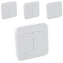 Dio Connected Home - Lot de 4 interrupteurs double sans fil 2 canaux - On/Off +Variateur - Blanc - Chacon