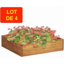 Le Poisson Qui Jardine - Lot de 4 Jardinières Bois d'Acacia 60 x 60 x 15 cm. Très tendance. Jardin, Patio, Balcon - Bois