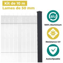 Aluhome - Lot de 4 kits de lames d'occultation alu - longueur 10m - 1m53 - RAL9010