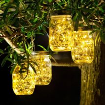 Lot de 4 lampes solaires pour l'extérieur – 30 lanternes solaires led à suspendre pour l'extérieur, résistantes aux intempéries, guirlandes solaires