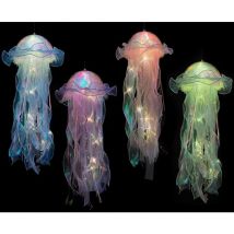 Lot de 4 méduses lumineuses alimentées par piles pour le jardin, anniversaire à la maison, fête sur le thème de l'océan