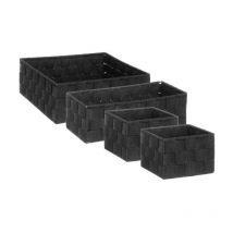 Lot de 4 Paniers de Rangement 'Déco' 28cm Noir