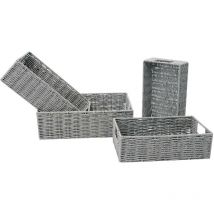 Lot de 4 paniers empilables en Métal et papier